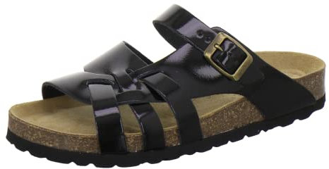 AFS-Schuhe 2122 Damen Pantoletten Sommer aus echtem Leder, hochwertige Sandalen für Frauen, Made in Germany (39 EU, schwarz Lackleder)