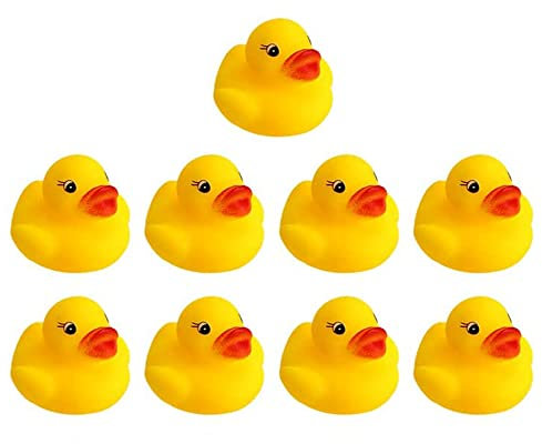 9 Yellow Rubber Ducks, Squeaking and Floating Classic Duckies, Bathtime Floating Matte Vinyl Baby Bath Time Toys, Cake toppers, Classic Ducks, Bath Time Has Never Been More Fun (9 Ducks)