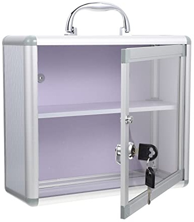 Healeved Lockable Medical Box 11 Inch Portable Medicine Storage Box with Secure Key Lock for Home and Bathroom Medication Organization