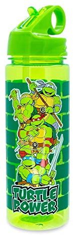 Teenage Mutant Ninja Turtles Water Bottle With Flip-Up Straw | Holds 20 Ounces