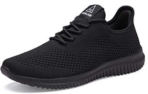 VAMJAM Men's Running Shoes Ultra Lightweight Breathable Walking Shoes Non Slip Athletic Fashion Sneakers Mesh Workout Casual Sports Shoes All Black Size 11