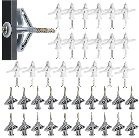 200 Stück Hohlraumdübel Gipskartondübel mit Schrauben, Selbstbohrender Flugzeugform Schmetterlingsform Trockenbaudübel Butterfly Plasterboard Dowelsfür Gipskarton Gipsfaserplatten Hohlwand Ziegeln