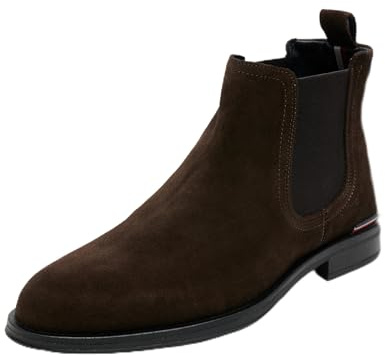 Tommy Hilfiger Hombre Botas de caña baja Core Suede Chelsea de ante, Marrón (Dark Coffee), 44
