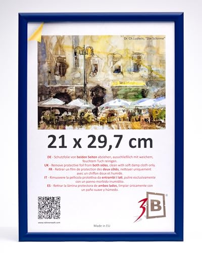 3-B Cornice MAUI blu scuro 21x29,7 cm (A4) cornice in legno, cornice per foto, cornice per documenti con vetro acrilico
