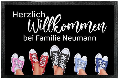 True Statements Personalisierte Fußmatte Willkommen mit Namen & Sneakers, Türmatte Innen Außen 50 x 35 cm