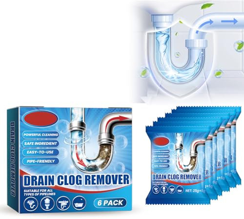 Grgowe 6PC Polvere Detergente Per Scarico,Potente Agente Di Dragaggio Per Tubi,Polvere Detergente Per Tubi,Dragaggio Di Tubi In Polvere,Disotturazione Di Tubi Ostruiti Nei Bagni Della Cucina