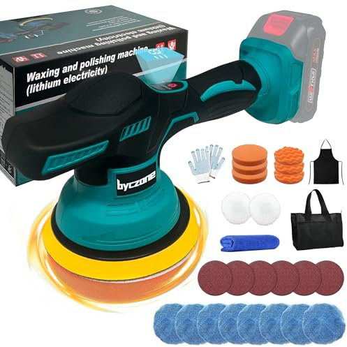 bycpower Poliermaschine Auto für Makita 18V LXT-Serie Akku, 27pcs Auto poliermaschinen Set, 6 Zoll Orbital Auto Politur mit 8 Variablen Geschwindigkeiten für Wachsen/Autodetaillierung (Ohne Akku)