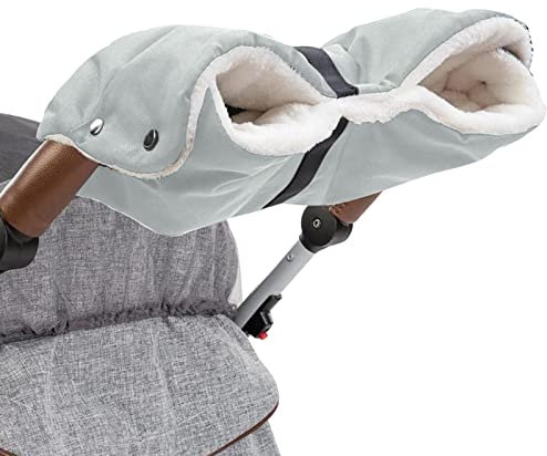 Damen-Fäustlinge, hält den Kinderwagen warm, abnehmbar, warm, winddicht, warme Handtaschen, wetterfest, Babyhandschuhe, Fäustlinge, Damen, kaltes Wetter (grau, Einheitsgröße)