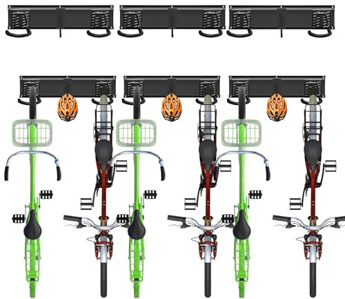 Mimoke Support mural pour vélo avec crochet pour casque - Solution peu encombrante et stable pour les garages et appartements - Montage facile - Rangement parfait pour votre vélo et vos accessoires