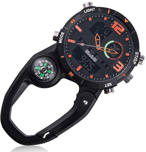 GOMETY Schwesternuhr Taschenuhr, Karabineruhren Leuchtende Schwesternuhr Uhr mit Karabiner Clip Krankenschwestern Uhren Multifunktionale Quarzuhr für Damen Herren Outdoor Rucksack Kletterer