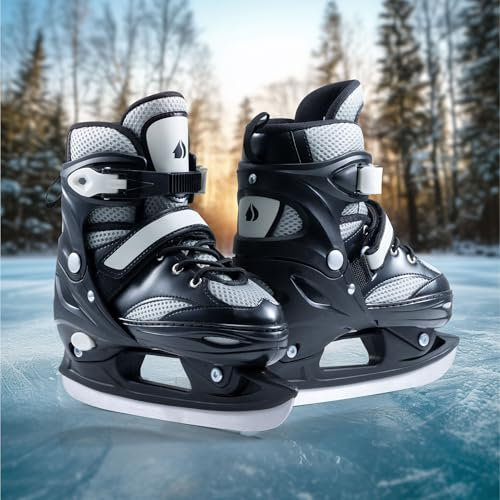 Navaris Schlittschuhe für Kinder und Erwachsene - Ice Skates Damen größenverstellbar - Mit Werkzeugset - Verstellbare Inliner Eislaufschuhe Jungen Mädchen