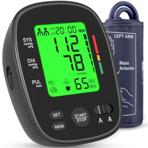Blood Pressure Monitor Upper Arm: Automatic Blood Pressure Monitors for Home Use - Electric BP Machines Large Cuff 8.7-16.5 Adjustable - LCD Digital Display 2 Users 99 Sets Memory