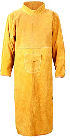 Ronyme Tablier de Soudage En Cuir de Vachette pour Soudeurs avec Manches Longues, 130cm