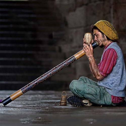 120cm Bambú Paited Du Pipe, Didgeridoo, Aciet Atioal Wid Istrumet, Aalog Soud