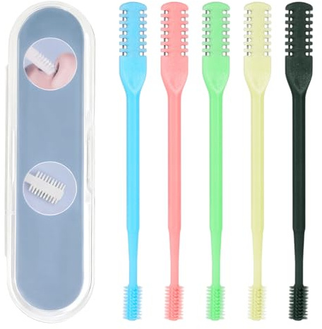 HJZHII 5PCS 2 in 1 Nasal Hair Cutter, Upgrade Manual Nose Hair Trimmer Double Sided Nose Hairs Knife 360° Nostril Hairs Remover Tool with Soft Cleaning Brush Multicolor for Women Men(5)