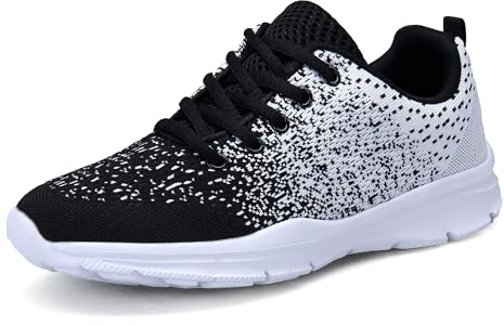 KOUDYEN Uomo Donna Scarpe da Ginnastica Corsa Basse Scarpe Sportive Confortable Fitness Running Sneakers Casual all'Aperto(Nero Bianco,41)