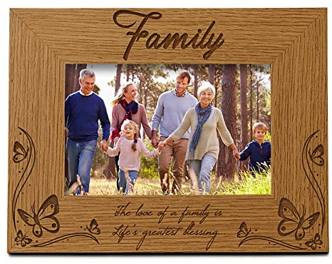 Wooden Engraved Family Photo Frame Gift (5 x 7 Inch)