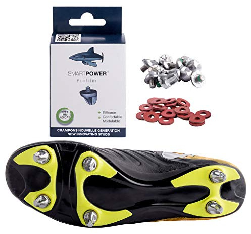SMART POWER 12 Crampons de Football et Rugby Aluminium 8/11 mm pour Chaussures vissées Predator Malice Ace Nemeziz Kakari Light (Pack sans clée)