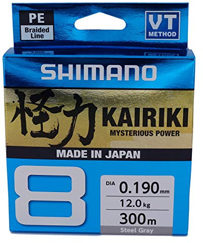 Shimano Kairiki 8, 300 Meter, Hellgrau, 0.215mm/20.8kg, 8fach Geflochtene Angelschnur, 59WPLA68R16