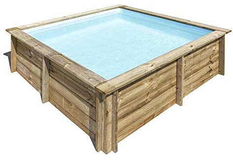 Gre 790000 790000-Piscina de Madera Cuadrada SUNBAY 225 x 225 x 68 cm Con escalera-y filtro de Arena 2 m3/h cartucho