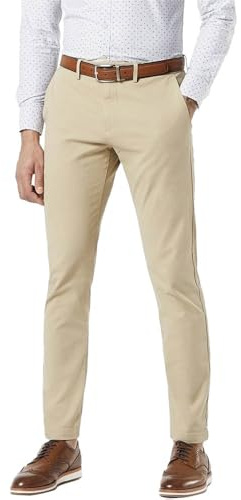 Dockers Mens Smart 360 Flex Chino Slim Trouser, Dockers Khaki, 34W / 36L UK