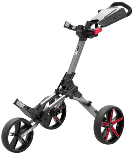PowaKaddy Unisex 2022 Micra Push Cart Golf Trolley - Gun Metal/Red - One Size