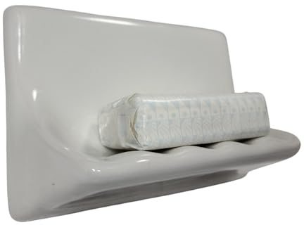 Snow White Ceramic Tile Soap Dish Shower Tray Vintage Mid Century Modern Retro