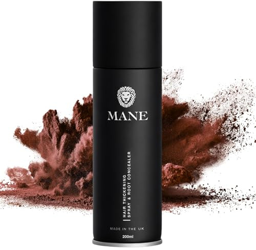 Mane Micro-Mineral Hair Thickening Spray & Root Touch Up Spray, Instant Volume & Root Cover Up for Thinning or Fine Hair, Lightweight Buildable Coverage for Men & Women, Auburn, 200 ml
