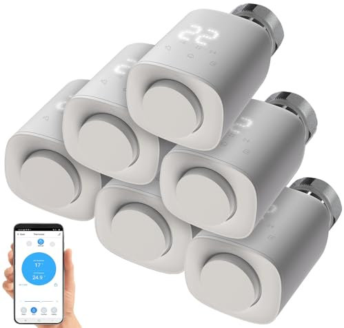 revolt Heizkörperregler: 6er-Set programmierbare Heizkörper-Thermostate mit Bluetooth und App (Smart Thermostat, Thermostatventile, Heizung)