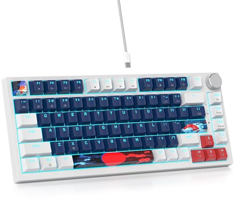 SOLIDEE mekaniskt tangentbord med kablar 75 procent, hett utbytbart tangentbord, packningsstruktur RGB-bakgrundsbelyst tangentbord, 82 tangenter TKL, mekaniskt tangentbord, NKRO kompakt tangentbord