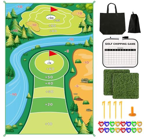 Juego de Golf, 120x180cm Tapete de Entrenamiento de Golf Tapete de Juego de Golf con Chip Golf Game Set Juego de Golf para Interiores Lavable para Adultos Familia Niños Práctica de Juegos