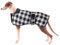 Geyecete Wasserdichter Hundemantel,Windhund Mantel,Whippet Hundejacke Winter,mit Warmem Fleecefutter innen,Verstellbaren Outdoor Hundebekleidung für Windhunde/Lurcher/Whippet-Kariert Schwarz-S