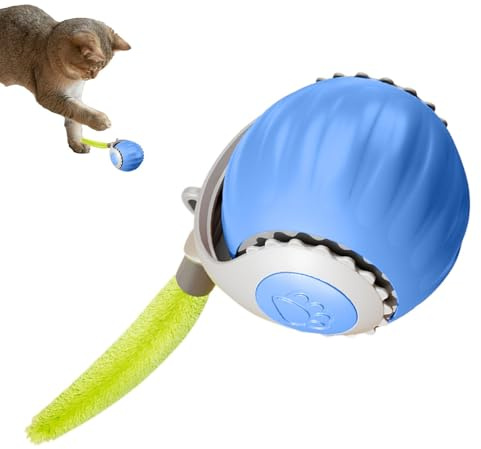 Rolling Interactive Cat Ball With Touch-Activated Motion - Agile Moving Ball With Tail for Indoor Cats and Kittens