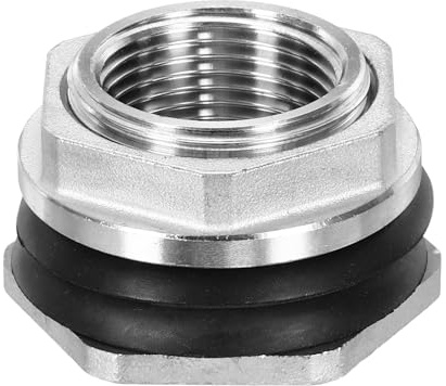 PATIKIL Bulkhead montering 2,5 cm, trädgårdsslang gängat rostfritt stål skott vattentank anslutning för regnhink, sänkor, akvarier, silver