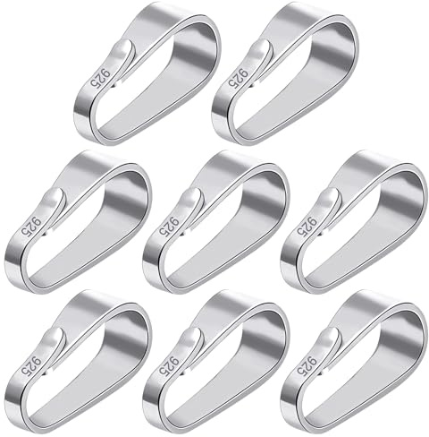 SNONESIY 8 Stück Kettenverschluss Silber, Kettenverschluss, Collierschlaufe, Praktisch Verschluss Anhängerschlaufe, Geeignet für Halskette Anhänger Anhänger Öse Schmuck Schnalle DIY