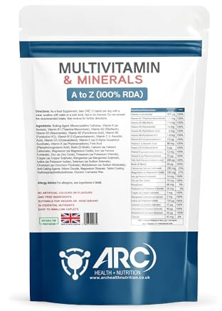 Multivitamins & Minerals - 180 Vegan Multivitamin Tablets - Multivitamin Tablets for Men and Women with 27 Essential Active Vitamins & Minerals - Like Iron, Zinc, & Vitamin D Nutritional Supplement