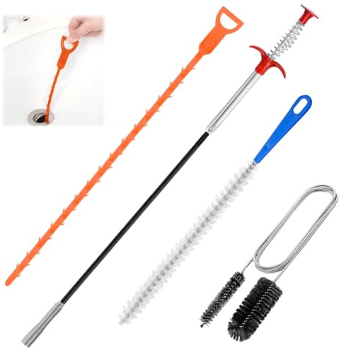 4 Pièces Pince Deboucheur Canalisation,Brosse de Nettoyage de Drain D'égout,Nettoyage Canalisation Brosse