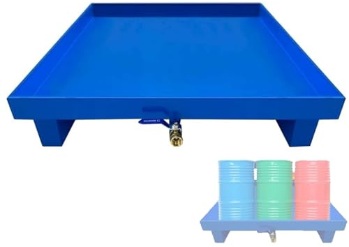 LUNAIZHUO Vasca di Raccolta Dell'olio in Metallo, Vassoio Antigoccia di Grande capacità con Scarico, con Base Rialzata per Stazioni di Servizio, Magazzini, Fabbriche(Blue,125x65x7cm/49x25.6x3in)