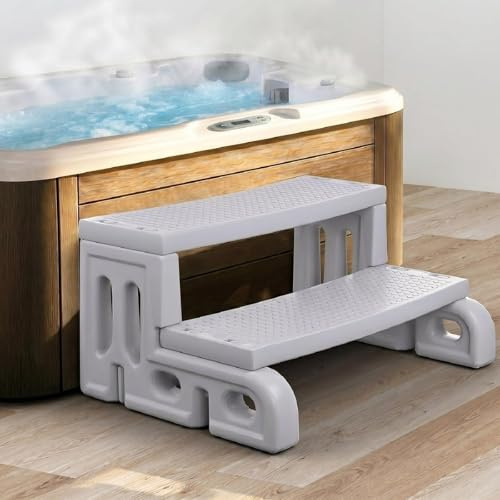 ROMIVO Escalera para SPA de 2 Peldaños Antideslizantes, 180 kg, 72×53×36 cm