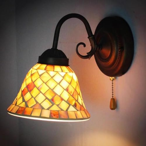 Lámpara de pared Tiffany con interruptor, luz de pared barroca, luces de pared decorativas mediterráneas para interiores, mesita de noche de metal retro, industrial vintage para sala de estar,