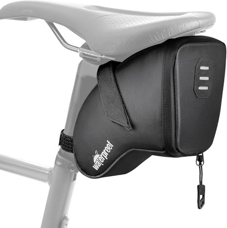 WOTOW Fahrrad Satteltasche - wasserdichte Satteltasche Rennrad klein, Fahrradtasche Sattel mit wasserdichtem Reißverschluss und Rücklichthaken für Outdoor MTB Rennrad, etc Lagerung(1,5 L)