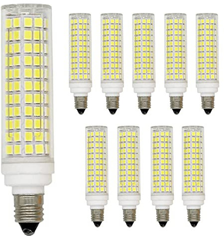 JZlamp BA15D E11 E12 E14 Luci LED dimmerabili Mini 136 LED Lampadine ceramiche di Mais 15W Sostituire 150W Lampade alogene 220V per lampadario Domestico (10 Pezzi),Cold White,E11