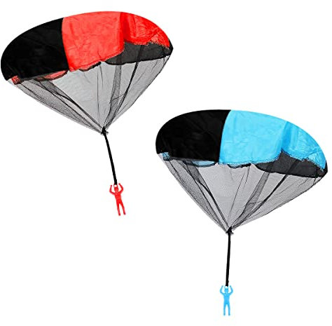 Jagowa 2 Pack Parachute Toy Soldiers - Hand Throwing Army Men for Outdoor Fun - Kids' Paratrooper Flying Toys - Blue & Red - Ideal for Boys and Girls!