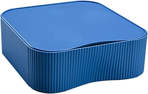 [3X] Caja de Cajones Apilable, Combinable Flexible, Caja de Almacenamiento de Escritorio, Organizador Caja Utensilios para Oficina Maquillaje Cosméticos Joyas, por Caja 23x22x8cm, Azul TKD8610-3x