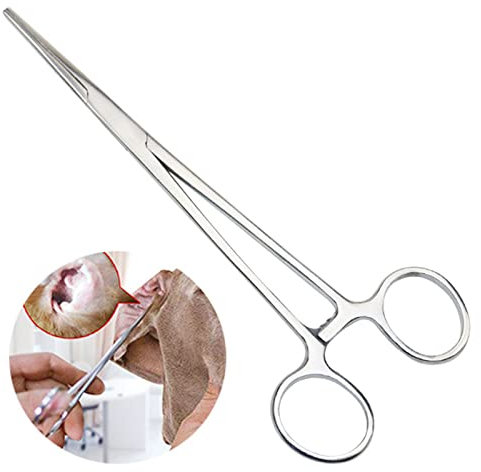 Arterienklemme,Zeckenentfernung,Hämostatische Pinzette in Gerader Ausführung für Haustiere,Pinzette Aus Edelstahl,Hund Katze Haustier Schere Ohr Haarspange Angeln Schere Werkzeug
