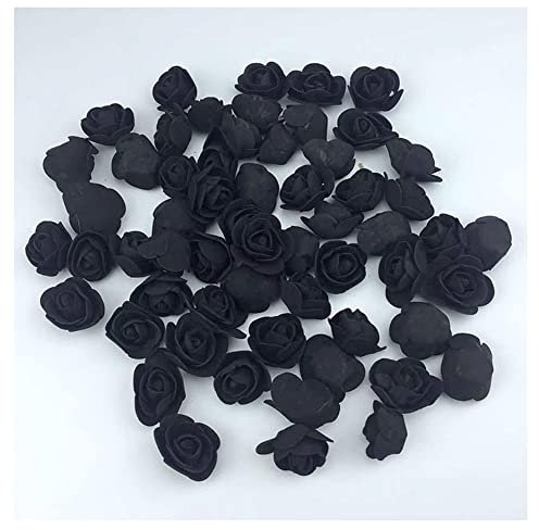 SHTGOI 500 Stück PE Schaumrosen 3.5cm Mini Künstliche Rosenköpfe Foamrosen Kunstrosen Kunstblumen Gefälschte Rosenstrauß für DIY Rosen Bär Valentinstag Hochzeit Party Home Dekoration Schwarz