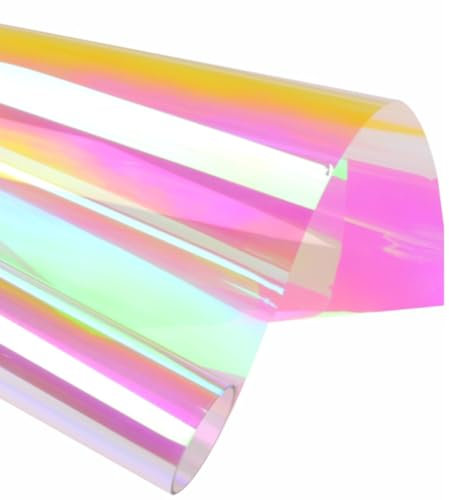 Irisierende Cellophan Folie, 80cm*15m Regenbogen Transparent Cellophanfolie Rolle Farbig Geschenkfolie Cellophan Für Große Geschenke Süßigkeitenpaket