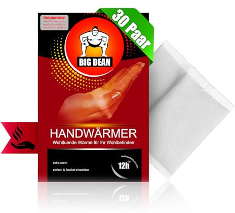 BigDean 30 Paar Handwärmer 8h Wärme – Taschenwärmer sofort einsatzbereit