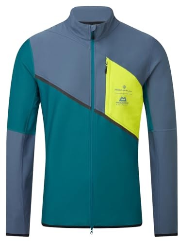 RONHILL Running, Men's Tech Gore-Tex Windstopper Jacket, Deep Teal/Lake/Acid, L