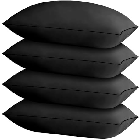 HIMOON Bed Pillows for Sleeping 4 Pack,King Size Cooling Pillows Set of 4,Top-end Microfiber Cover for Side Stomach Back Sleepers(Black)